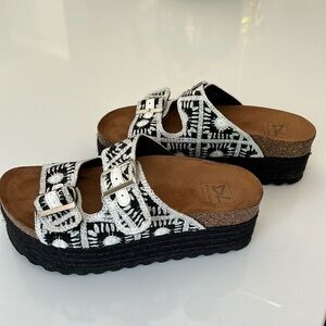 Dirty laundry crochet slide platform sandals. Worn once